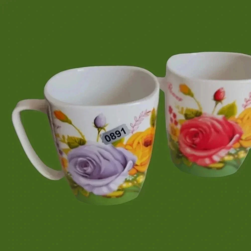 Xiao dang roses coffee cup square 13oz set of 2